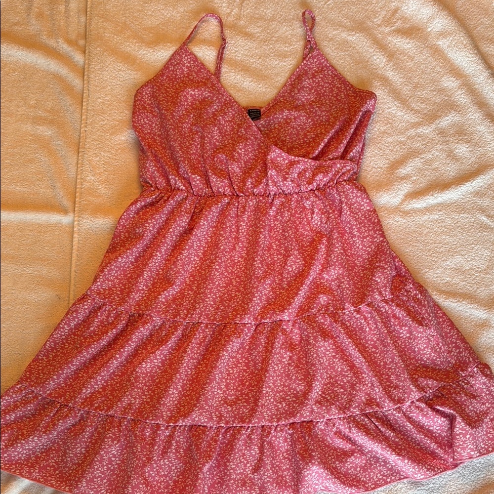 SHEIN Pink Floral Spaghetti Strap Dress with White Flowers